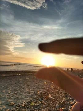 A sunset time in the beach Foto stock