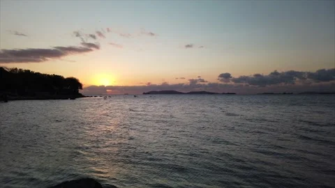 Sunset time on a cloudy day in Istanbul on seaside. Stock Footage 153371063