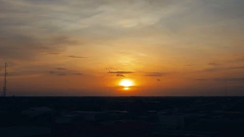 Sunset time during the day to night across the city in Surin, Thailand Stock Footage 119047344