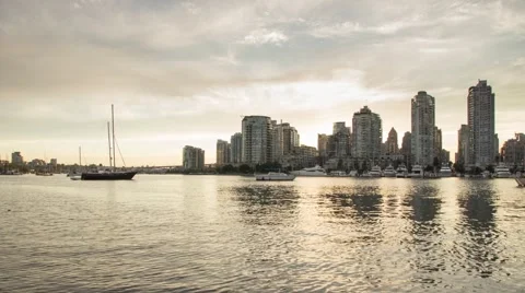Sunset time at False Creek, Vancouver Video stock 41813962
