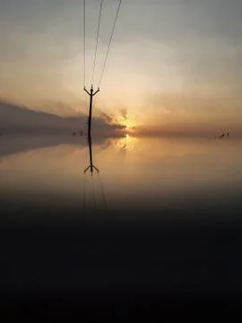 Sunset time Indian environment , sunlight , cloud sky reflection. Stock Photos