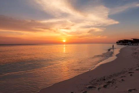 Sunset time on the island 스톡 사진