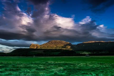 Sunset time , landscape mountain range in the evening. Stock Photos