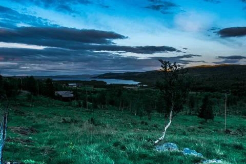 Sunset time , landscape mountain range in the evening. Stock Photos