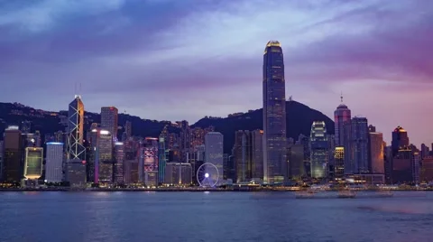 Sunset time lapse 4K Hong Kong skyline view. Stock Footage 65756047
