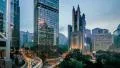 Sunset time-lapse of the Admiralty business district in Hong Kong 4k or 4k+ Resolution