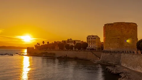 Sunset Time lapse of Alghero - Sardinia 01 Stock Footage 93324071