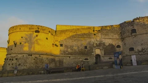Sunset time lapse of ancient Roman castle, Otranto, Salento Stock Footage 111318852