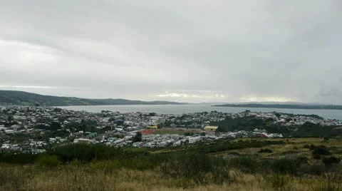 Sunset time lapse of Ancud, Chile Stock Footage 12453911