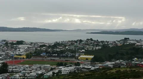 Sunset time lapse of Ancud, Chile Stock Footage 12453986