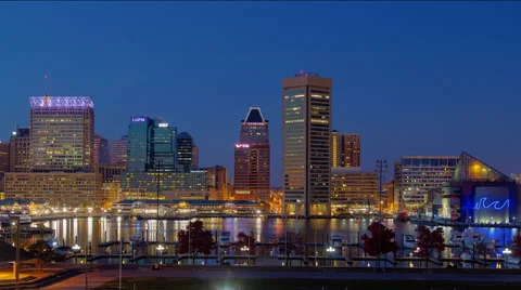 Sunset time lapse at Baltimore's Inner Harbor Stock Footage 44343988