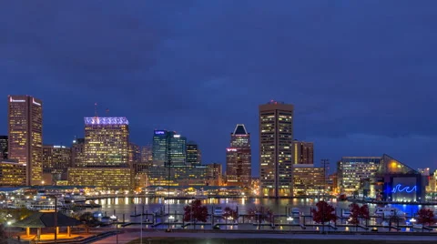 Sunset time lapse at Baltimore's Inner Harbor Stock Footage 44345965