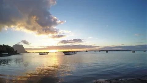 Sunset time lapse at beach in La Gaulette Mauritius 動画素材 89663806