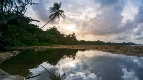 Sunset Time Lapse at a Beach In Panama Stock Footage 95753431