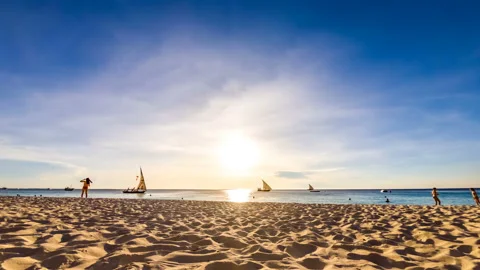 Sunset time lapse on the beach of Zanzibar. Stock Footage 106207002