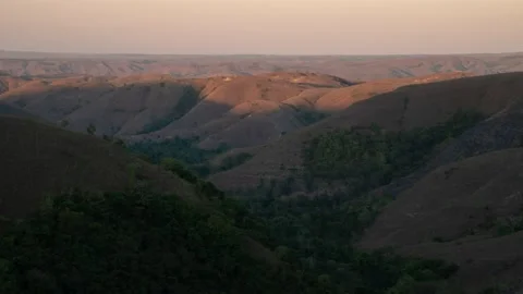 Sunset Time Lapse Beautiful Landscape of Hill in Sumba Indonesia Dry Season Stock Footage 152398045