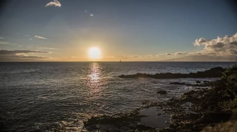 Sunset Time Lapse of Black Rock Maui Stock Footage 64301393