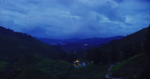 Sunset Time Lapse of The BOH Tea Plantation in Cameron Highlands, Malaysia Stock Footage 150801054