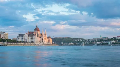 Sunset time-lapse at Budapest Stock Footage 204138839