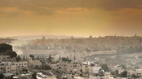 Sunset time-lapse from the BYU Jerusalem center. Cropped. Stock Footage 54131726