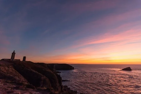 Sunset time lapse at Cap Fréhel, Britanny, France Stock Footage