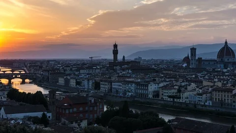 A sunset time lapse with cityscape of Florence from Michelangelo Square Stock-Footage 86657576