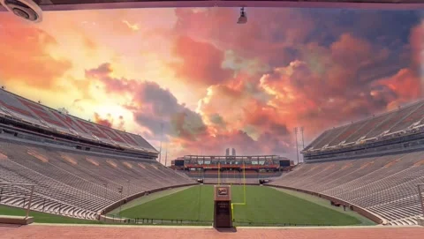 Sunset time lapse Clemson Memorial College Football Stadium Stock Footage
