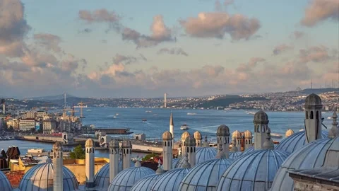 Sunset time lapse clip of  Bosphorus, Istanbul, Turkey Stock Footage 135766006