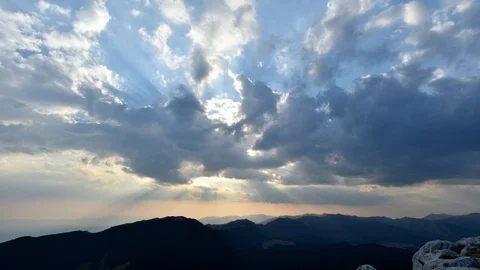 Sunset Time Lapse, clouds travel over mountains, Abruzzo (Italy) Stock Footage 85661473