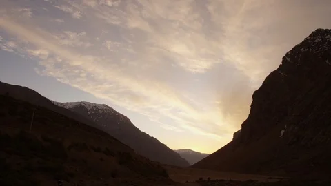 Sunset time lapse clouds valley The Andes, Chile, South America. Stock Footage 114714551