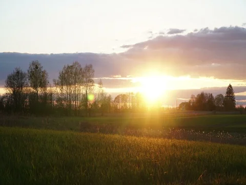 Sunset time lapse in countryside Stock Footage 76508091