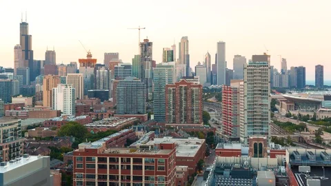 Sunset time-lapse of the Downtown Chicago skyline Stock Footage 99199361