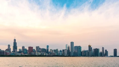 Sunset time-lapse of Downtown Chicago Stock Footage 100557833