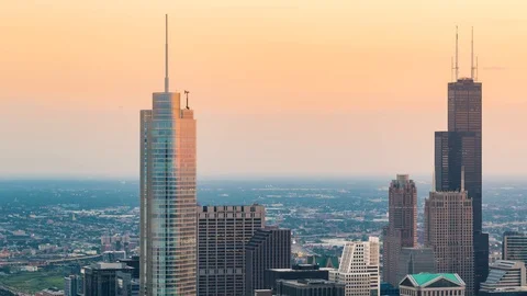Sunset time-lapse of Downtown Chicago 動画素材 102906183