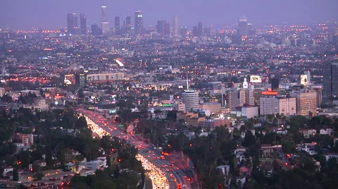 Sunset time lapse of Downtown LA from Mullholland drive 库存影片 1016056