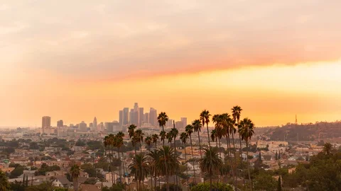 Sunset time-lapse of Downtown LA Stock Footage