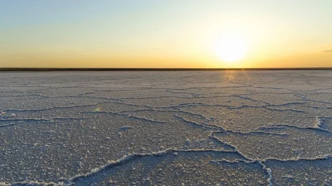 Sunset time lapse on the Elton lake. Stock Footage 90382353
