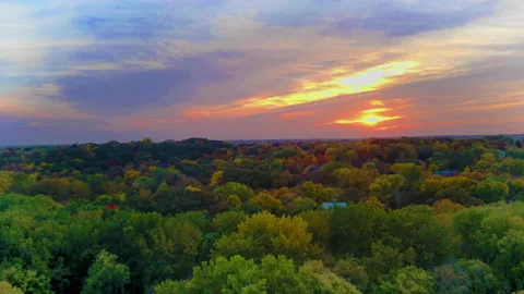 Sunset Time Lapse Fall Flyover Stock Footage 218413445