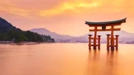Sunset Time-Lapse Of The Famous Shinto Gate Of Miyajima Stock Footage