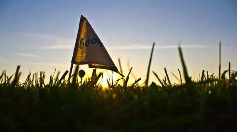 Sunset | Time Lapse | Flag |Grass Stock-Footage 64364106