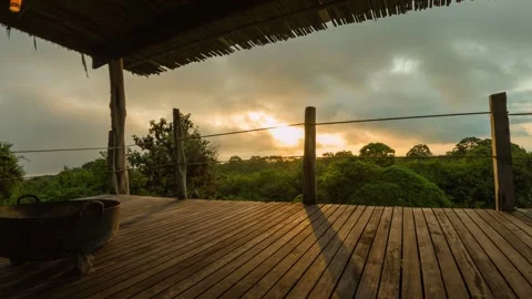 Sunset time lapse at the Galapagos Safari Camp on Santa Cruz, Ecuador Stock Footage 312401011