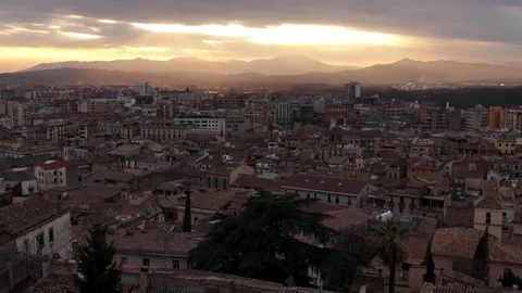 Sunset time lapse of Girona Stock Footage 73269270