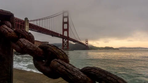 Sunset Time Lapse of Golden Gate Bridge from Fort Point In San Francisco Stock Footage 105619766