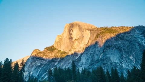 Sunset Time-Lapse of Half Dome in Yosemite National Park Stock Footage 321217923