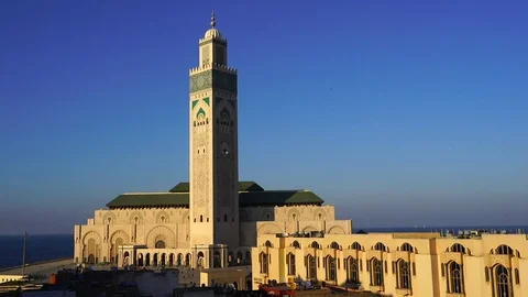 Sunset Time-lapse of The Hassan II Mosque -  Casablanca, Morocco Stock Footage 108988691