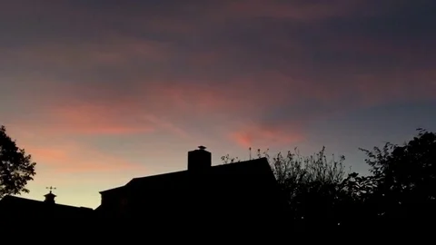 Sunset Time Lapse with House Silhouette Stock Footage 81374552