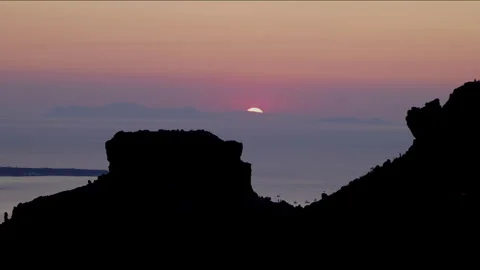 Sunset Time-Lapse in Imerovigli at the Santorini Caldera Stock Footage 250537966