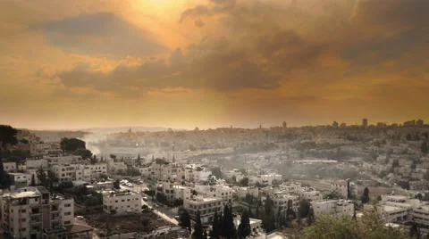 Sunset time-lapse of Jerusalem from the BYU Jerusalem center. Stock Footage 52233434