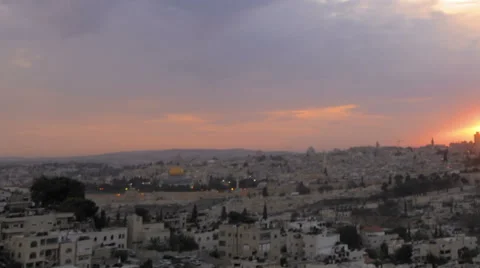 Sunset time-lapse of Jerusalem from the BYU Jerusalem center. Cropped. Stock Footage 54130302