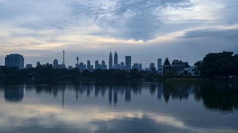 Sunset time lapse at Kuala Lumpur with reflection  Video stock 101062943